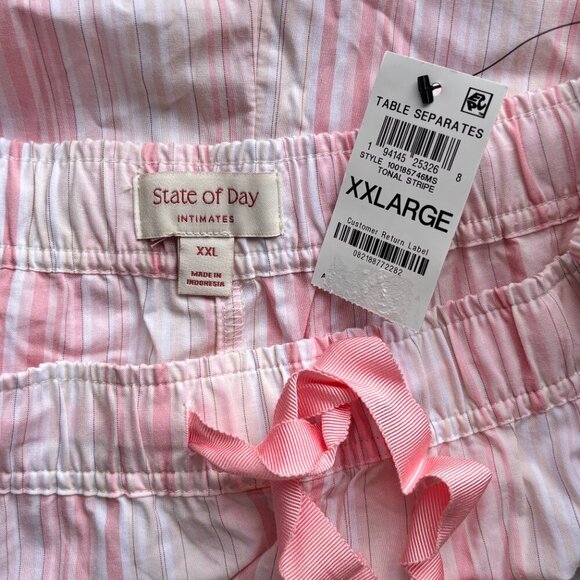 State of Day Women's Pink & White Striped Poplin Boxer Sleep Shorts Pajamas NWT - Picture 9 of 9